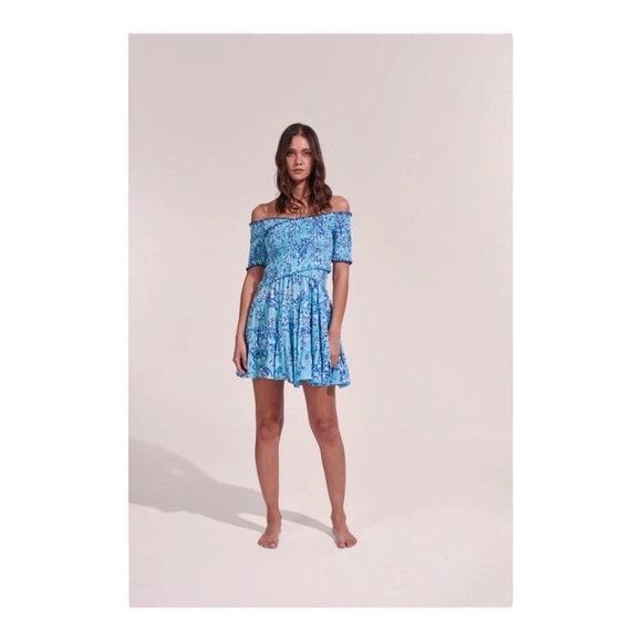 Poupette St. Barth Soledad Floral Print Smocked Mini Dress NWT - Picture 4 of 8